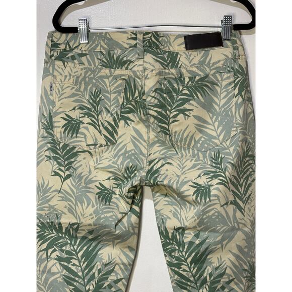 Parker Smith Palm Springs Green Leaf Print Ava Crop Skinny Jeans Size 30 EUC - Picture 9 of 14